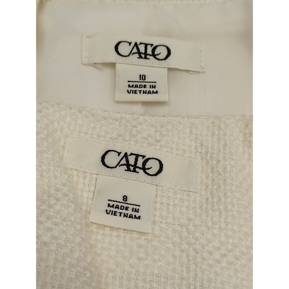 Cato Suit Set Cardigan Jacket Blazer & Skirt Ivory Tweed Textured Sz 10 Lined - Picture 10 of 12